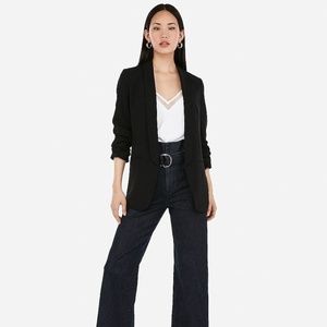 EXPRESS Black Ruched Sleeve Boyfriend Blazer
